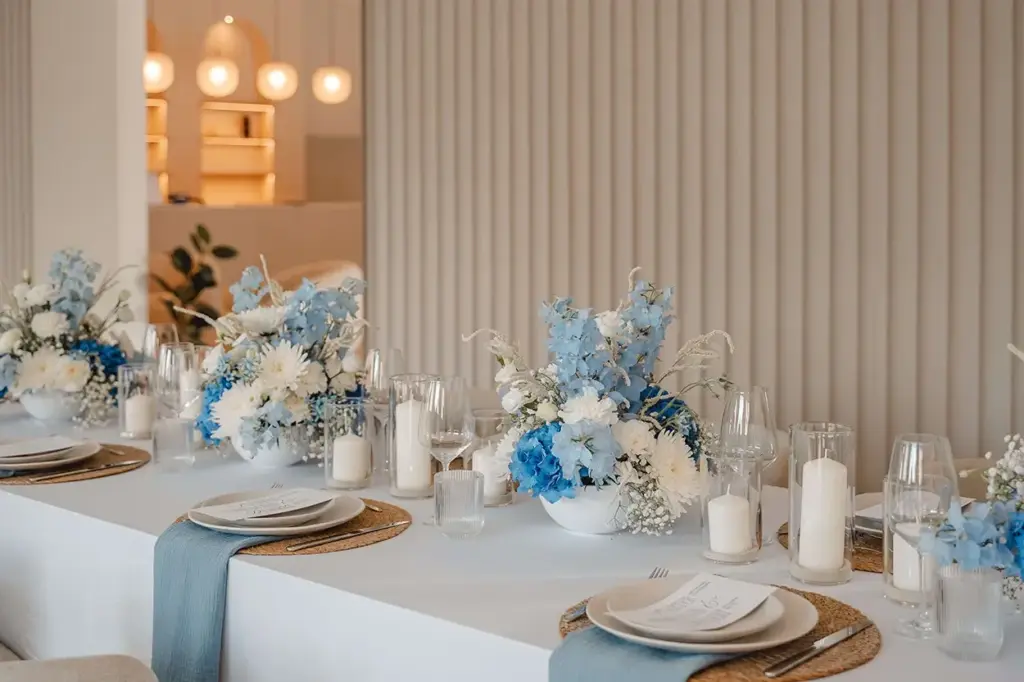 Tischdeko bei Hochzeit im Hotel Lehn