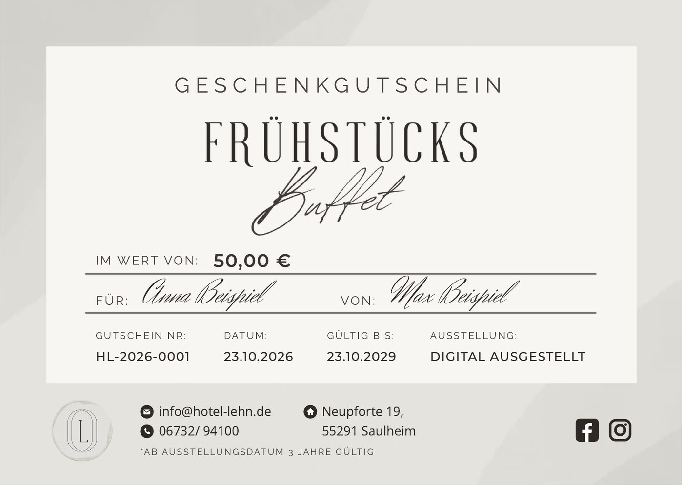 Gutschein Rückseite