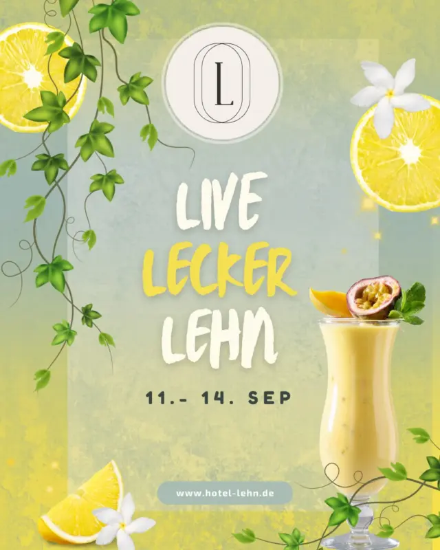 🍋 LIVE. LECKER. LEHN. 2026 🍋

Vom 11. bis 14. September wird unser Hof wieder zum Treffpunkt für gutes Essen, kühle Drinks, Musik und entspannte Kerbe-Abende. 💛

Freut euch auf leckere Speisen, Longdrinks, Cocktails, Bier & Wein und natürlich jede Menge gute Stimmung.

Freitag, 11.09.
Ab 18 Uhr Essen & Drinks
Ab 20 Uhr DJ Night mit Djsnpbeatz_

Samstag, 12.09.
Ab 18 Uhr Essen & Drinks
Ab 20 Uhr Livemusik mit Bruce

Sonntag, 13.09.
Von 12 bis 14 Uhr & ab 17 Uhr
Essen, Drinks & entspannte Sonntagsstimmung

Montag, 14.09.
Ab 18 Uhr lassen wir die Kerb gemeinsam ausklingen 🍻

📍 Hotel Lehn & Event-Location
Neupforte 19, 55291 Saulheim

Kommt vorbei, bringt eure Lieblingsmenschen mit und genießt ein paar schöne Stunden bei uns. Wir freuen uns auf euch! 🍋✨

#LiveLeckerLehn #HotelLehn #Saulheim #SaulheimerKerb #Kerb2026
